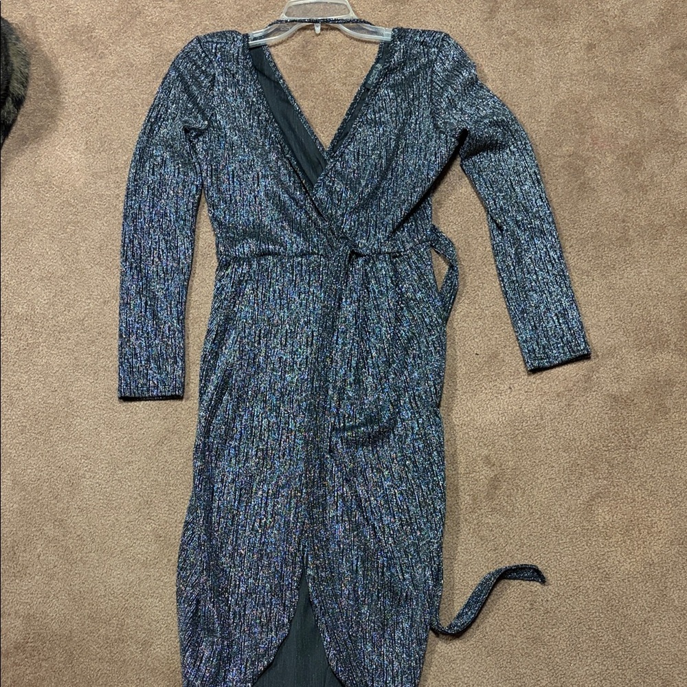 Elegant silver and black Wrap Dress